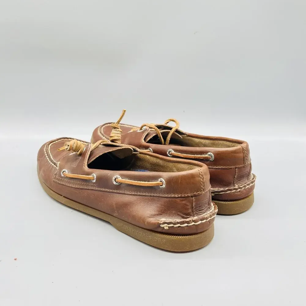 Sperry Shoes Mens 11 Brown Leather Top Sider Boat Deck Moc Toe Casual Comfort